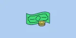 Illustration of a dollar bill and coins, symbolizing financial compensation and the process of receiving payment.