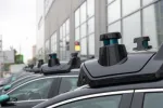 close up of driverless car sensors