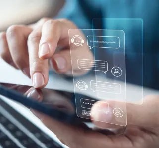 typing a conversation in a chatbot