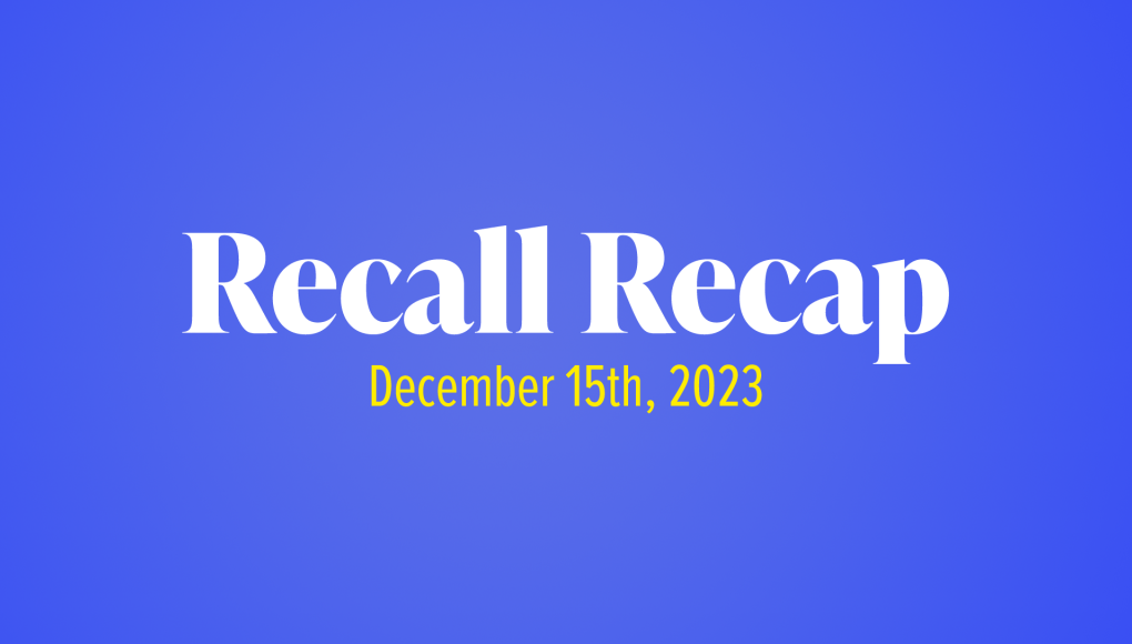 The Week in Recalls: December 15, 2023