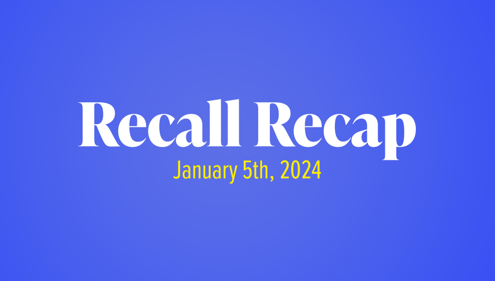 The Week in Recalls: January 5th, 2024 - weekly graphic