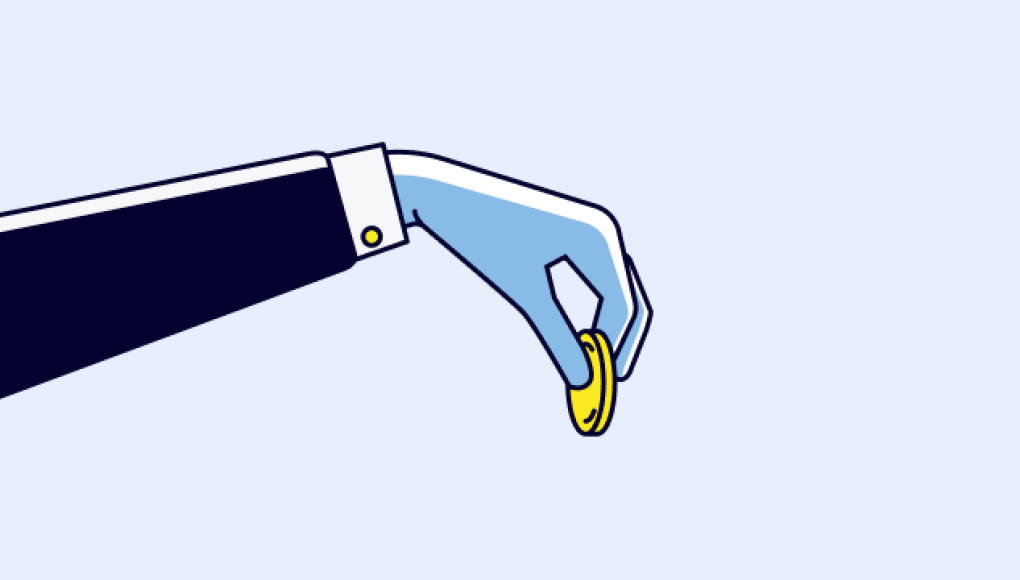 Illustration of a hand holding a coin, symbolizing the concept of fees and financial transactions.