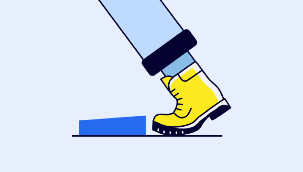 Illustration of a yellow boot tripping over a blue object, symbolizing a personal injury accident.