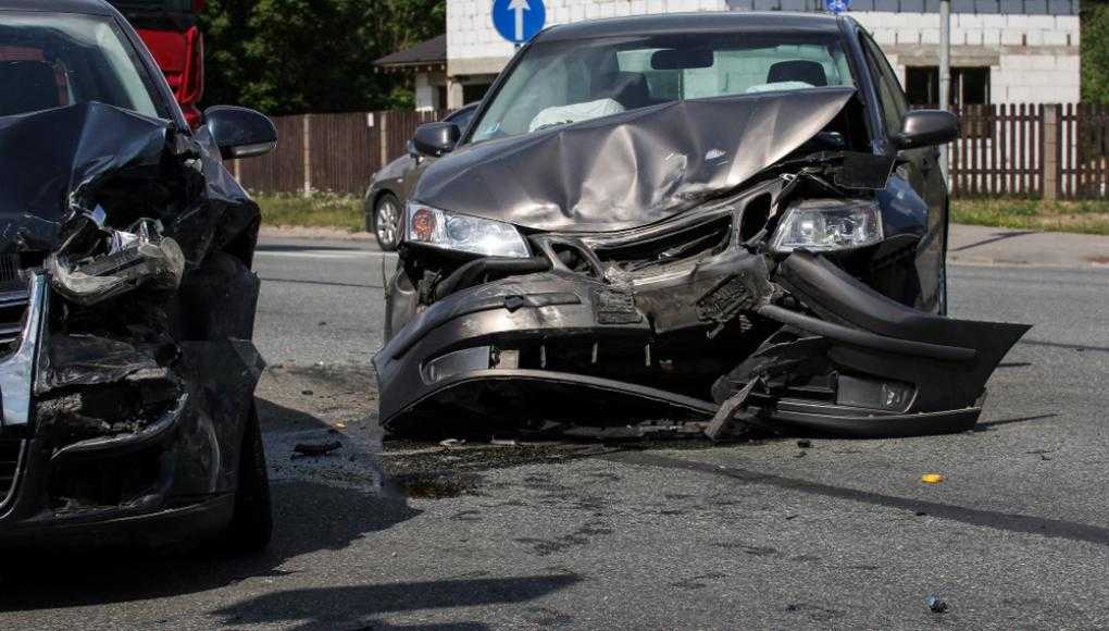 Two damaged cars after an accident