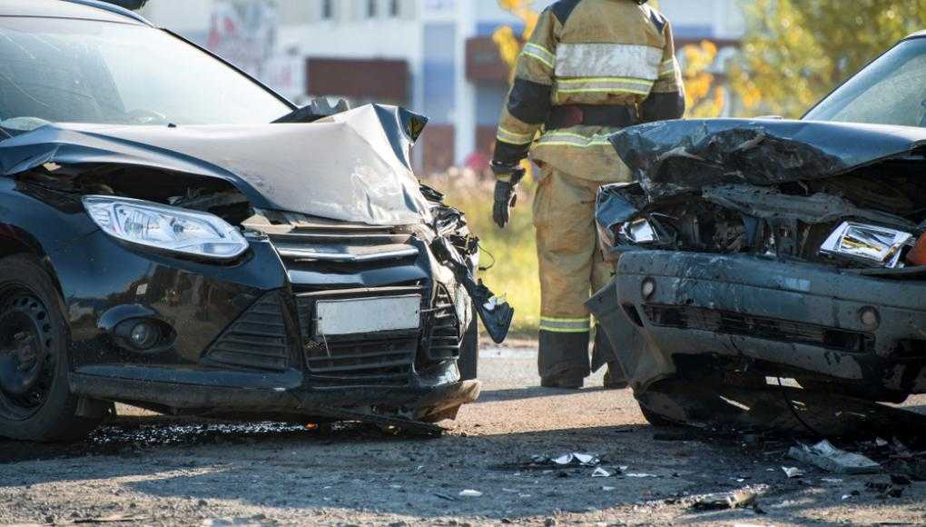 Two damaged cars after an accident