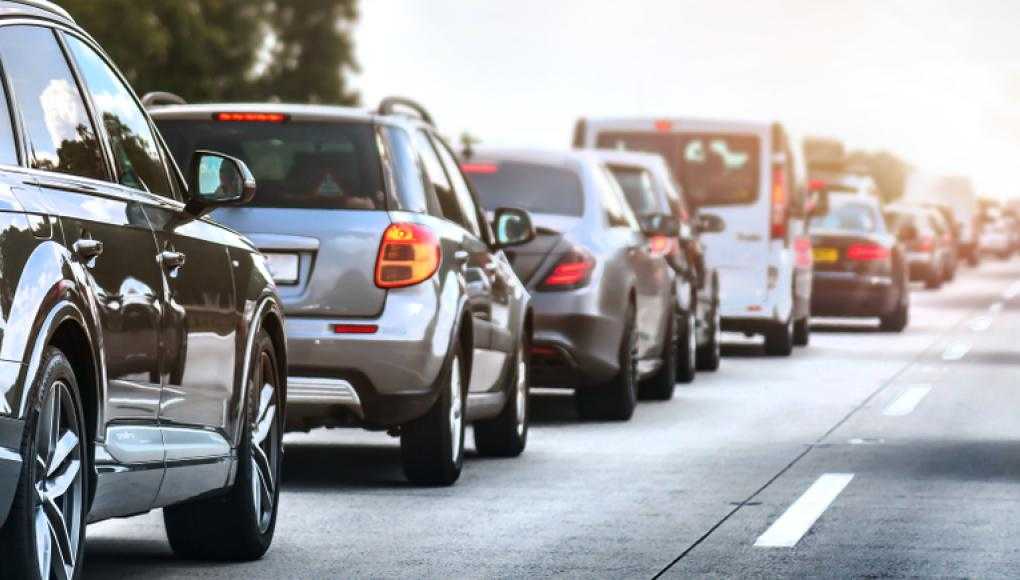 Cars in traffic on a highway