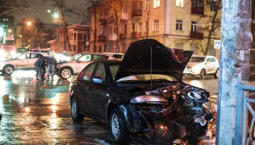 Car crashed into a telephone pole