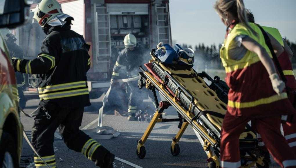 Firemen working at a scene