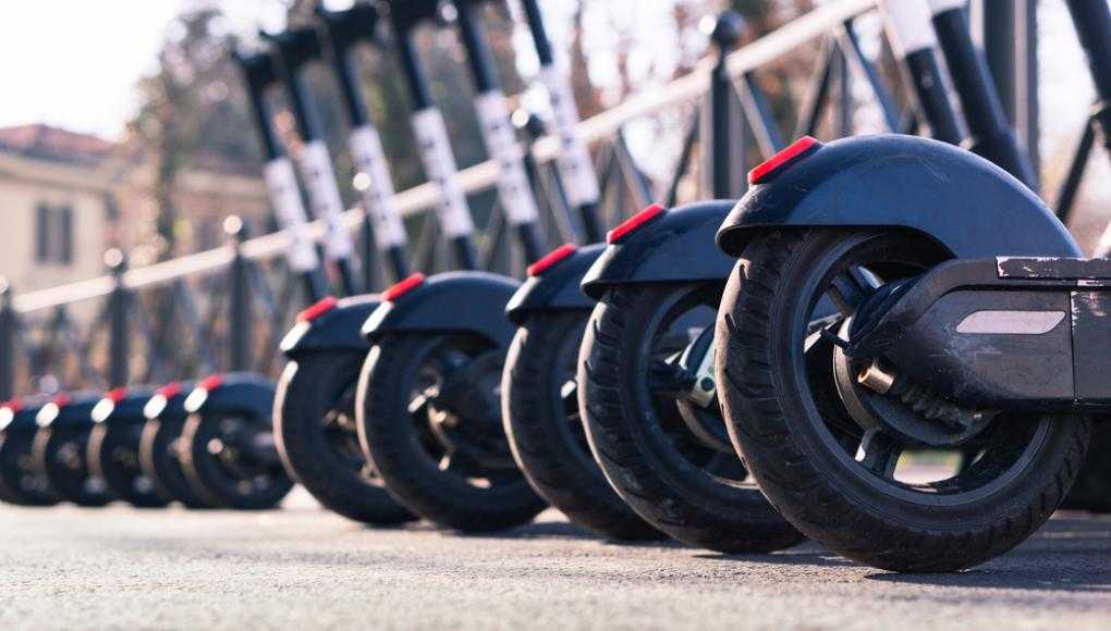 Line of electronic scooters