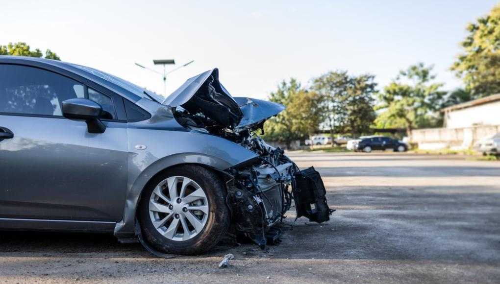 Car with a damaged front end