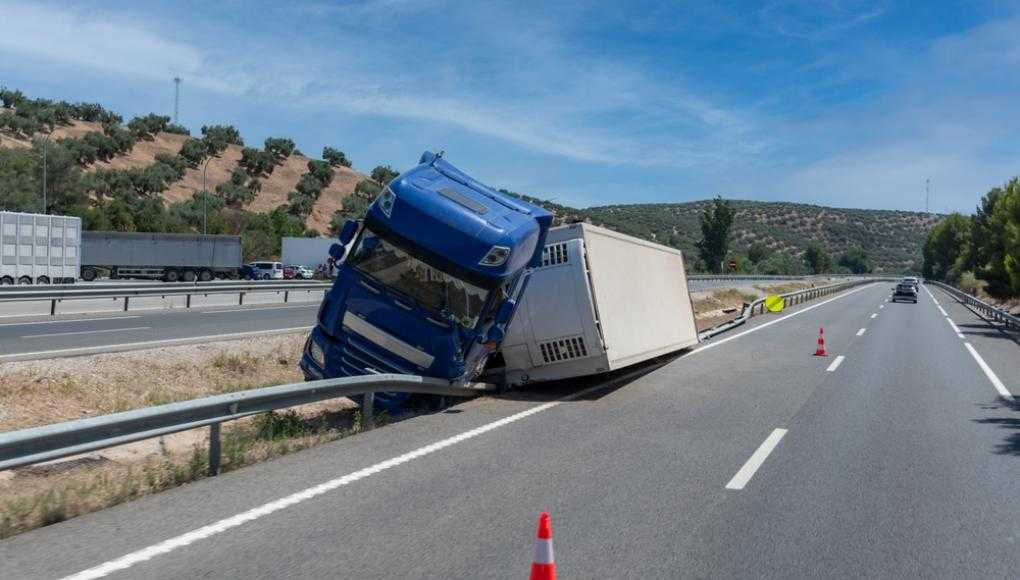 Semi truck accident on a highway