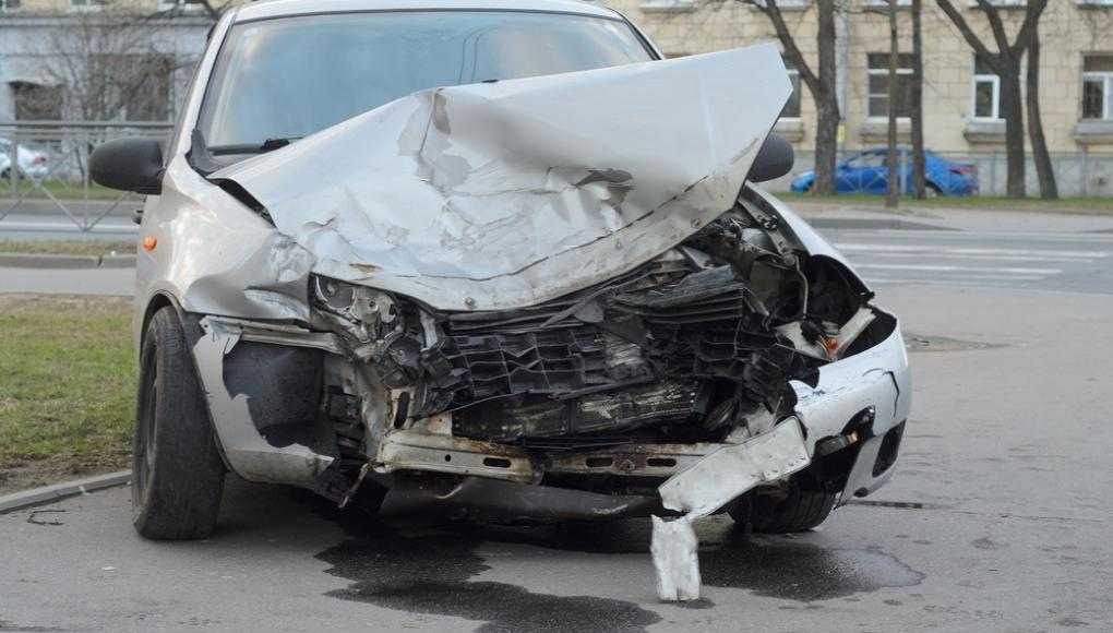 Car with damaged front end