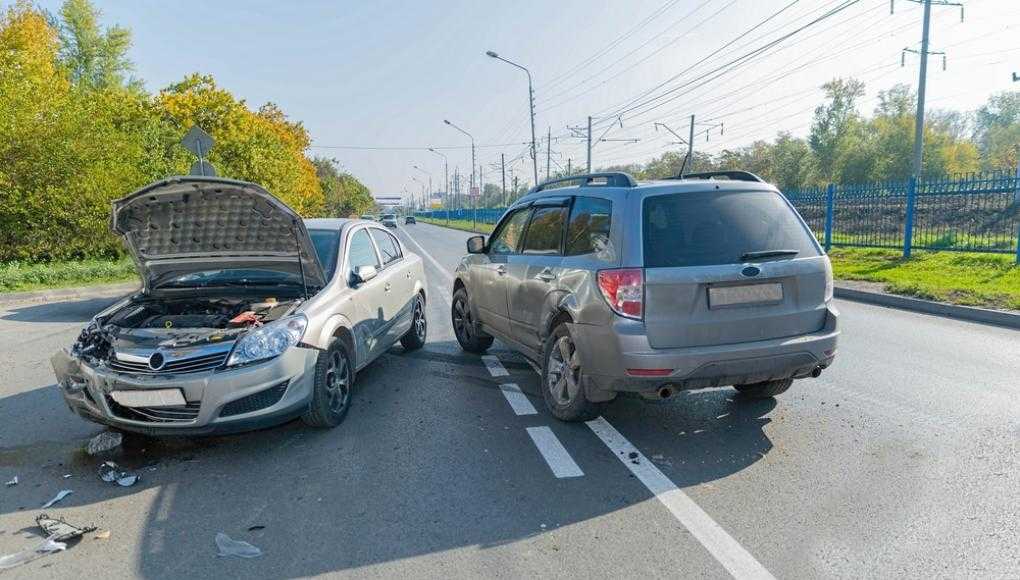 Two damaged cars after an accident