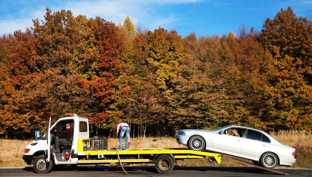 Car being towed