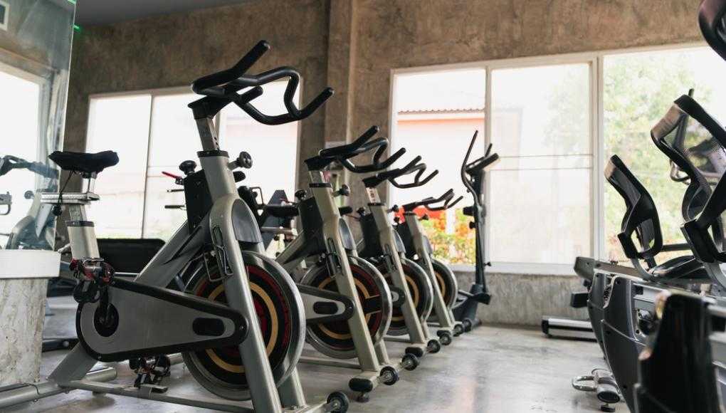 Stationary bikes at a gym