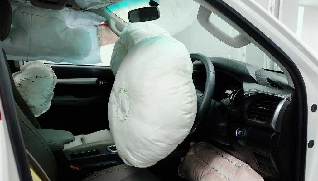 exploding airbag in car