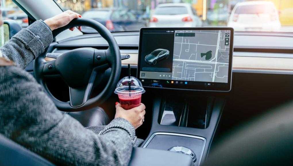 interior of a tesla car