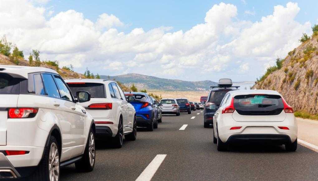 Cars in traffic on a highway