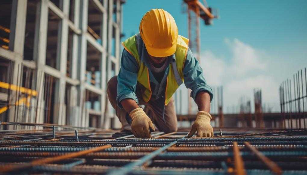 Construction worker helping injured coworker