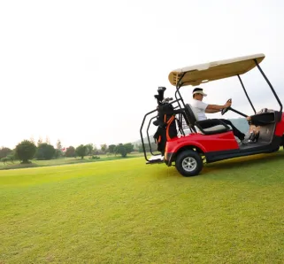 Man driving a golf cart