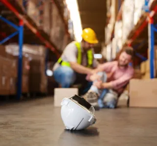 injured worker in a warehouse