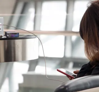 charging phone in the airport