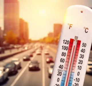 thermometer near cars