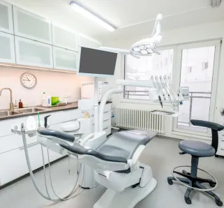 Comfortable Dental Chair Unit with Luxury Dental Chair in Dentist doctor clinic modern medical ward. Health care, medicare industry, heathcare technology concept image