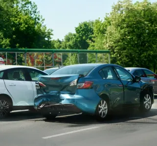 car accident scene with two cars