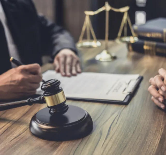 Lawyer talking to another person