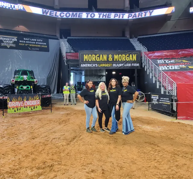 Group of Morgan & Morgan employees at Monster Jam event in Duluth