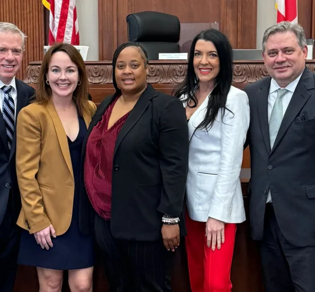 Erby Fischer, Victoria Dye, Mike Bowling and Lisa Bailey with Ms. Looney