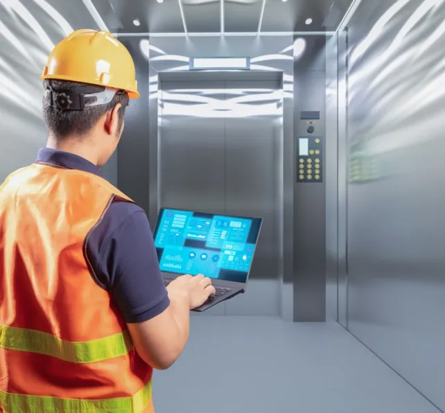 Technician check on elevator or passenger lift