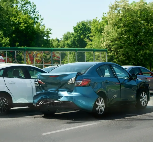 car accident scene with two cars