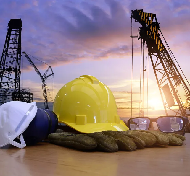 Construction Hats in front of site