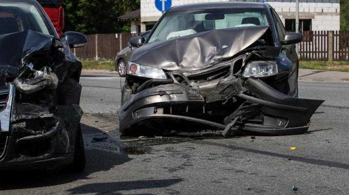 Two damaged cars after an accident