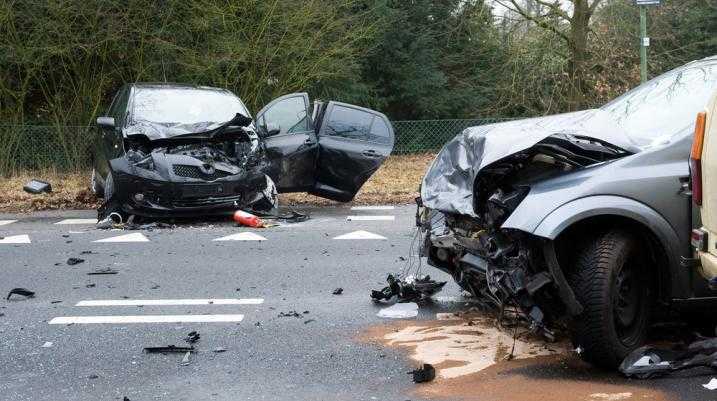 Two damaged cars after an accident