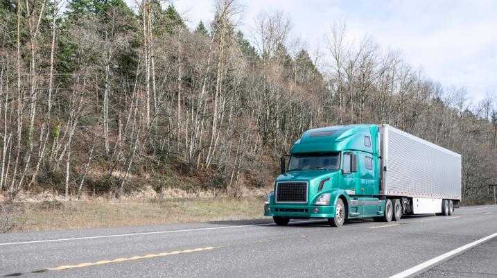 Semi truck on a highway 