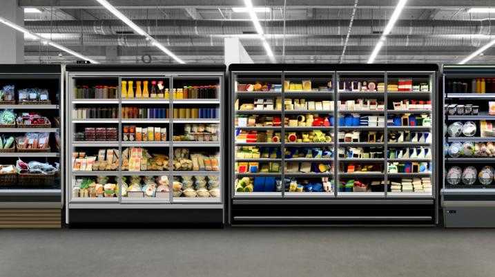 Refrigerator section at a store