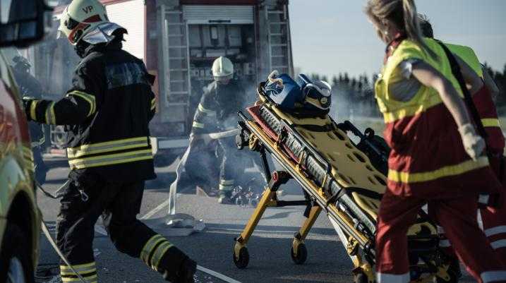 Firemen working at a scene