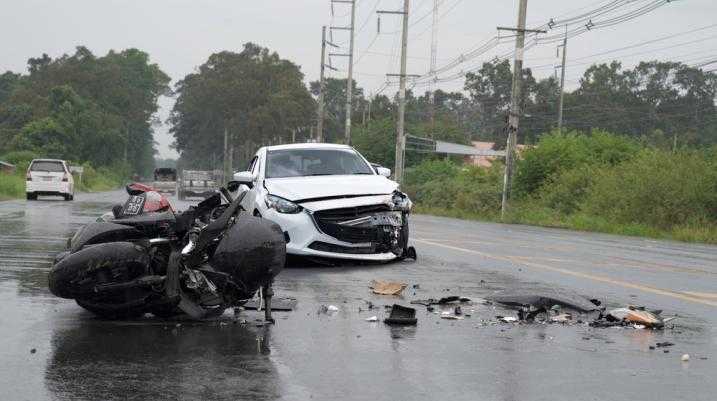 Accident with a car and a motorcycle