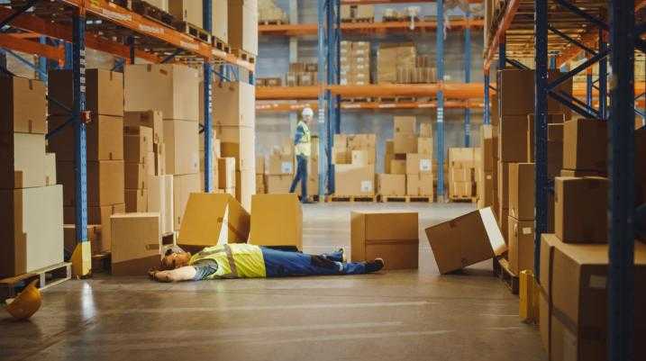 Man fallen in a warehouse