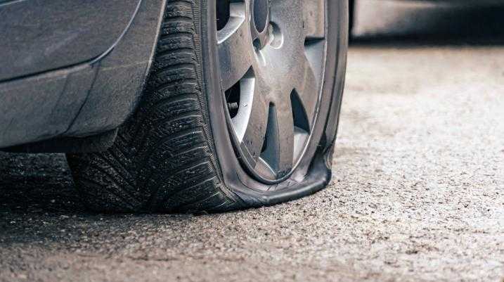 Close up of a flat tire