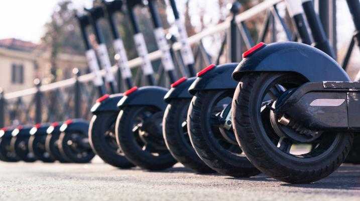 Line of electronic scooters