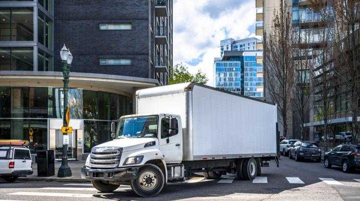 Cargo truck on a city street