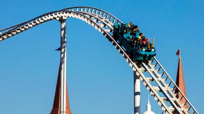 People on a rollercoaster