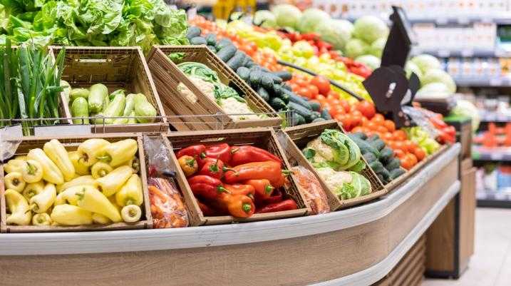 Produce section at a grocery store