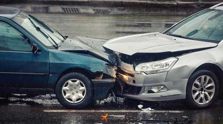 Two cars collided head on