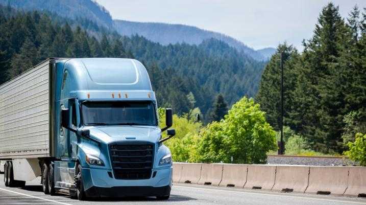 Semi truck on a highway 