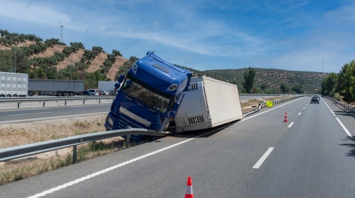 Semi truck accident on a highway